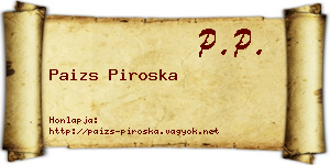 Paizs Piroska névjegykártya